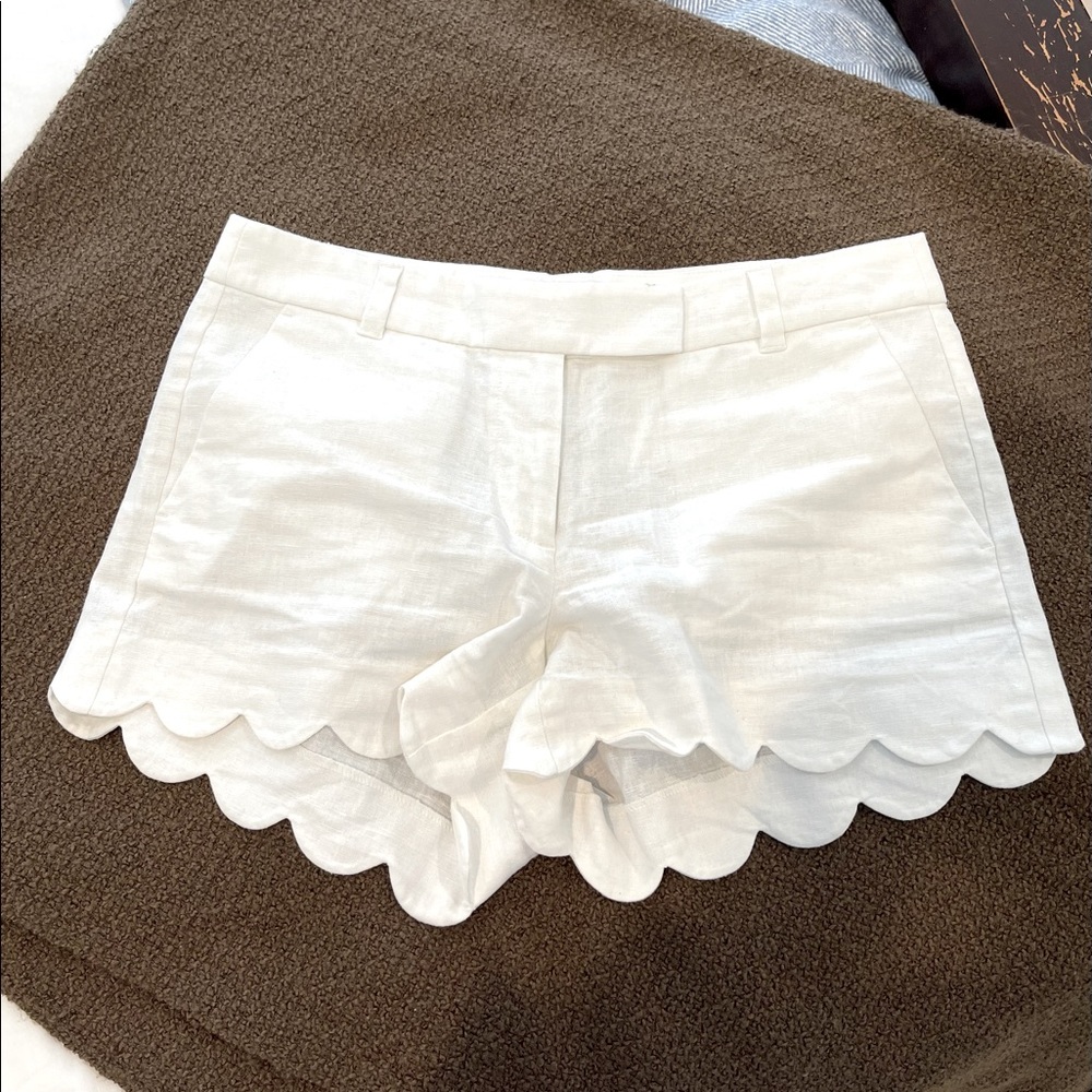 Jcrew White Scalloped Shorts